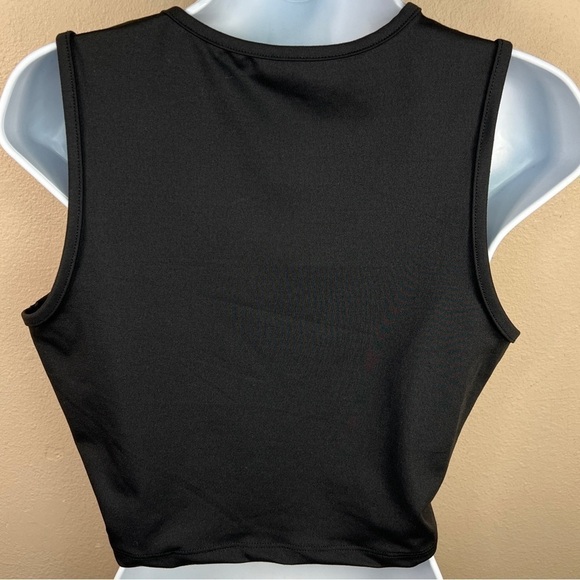 Large EVCR Black Leopard Print Crop Top Athletic Activewear Stretch - Picture 8 of 8